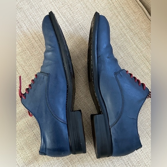 Penguin Men’s Lace Up Leather Oxford Shoes Navy **Flaws. ** - Picture 12 of 17